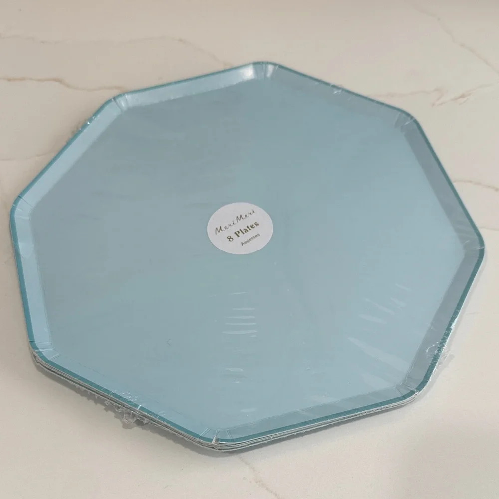 Meri Meri Blue Octagonal Plates Summer sky
